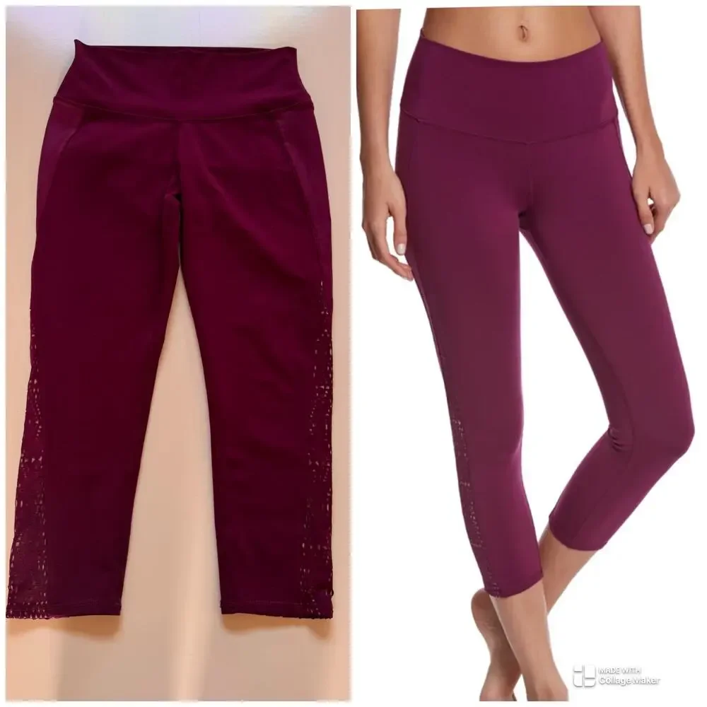 Alo High Waisted Patina Yoga Capri Pants Leggings 3158 Purple Burgundy Pilates